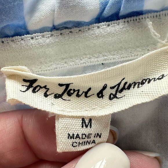 For Love and Lemons Dixie Mini Dress Strapless Sweetheart Neckline Blue Gingham - Picture 4 of 9